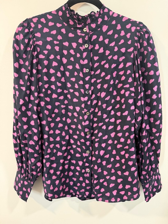 Frnch Paris navy blue heart print blouse
